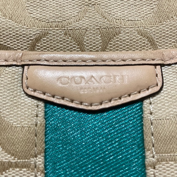 Coach crossbody. Tan with teal - Picture 4 of 5
